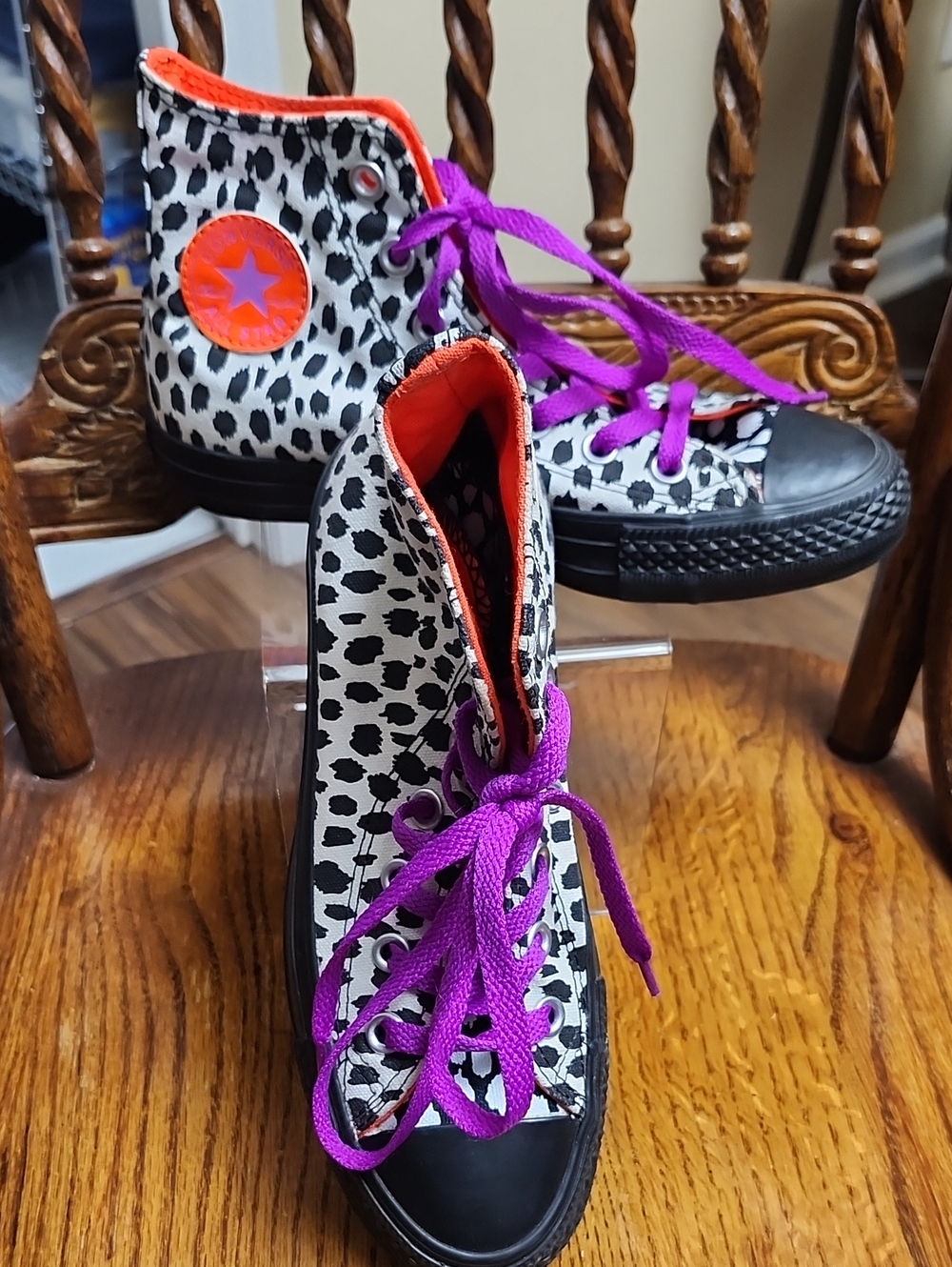 Converse Kids High-Top Sneakers in Black, White, Purple & Orange
